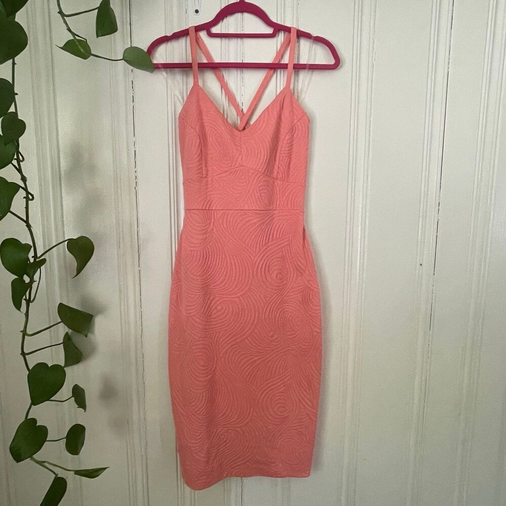 Fashion Nova Women Peach Pink Salmon Bodycon Sleeveless Dress Size M